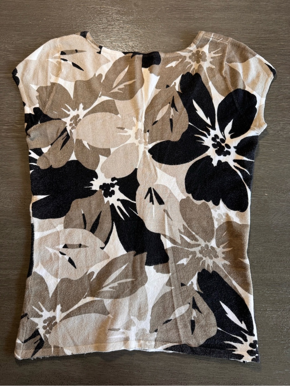 Vintage Floral Neutral Beaded Blouse TShirt Cache S - Picture 5 of 11